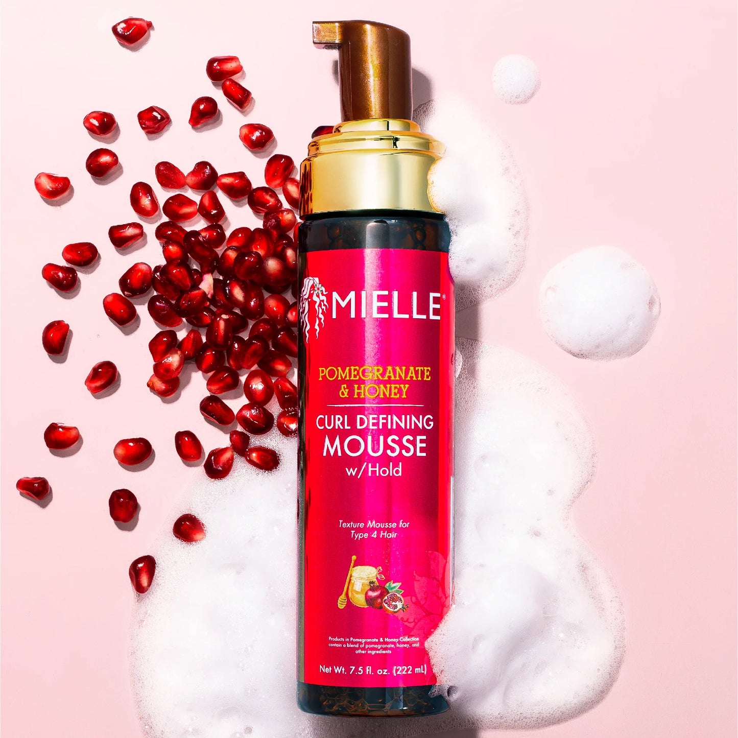 Mousse Definidor de Cachos de Romã e Mel com Fixação da Mielle 7.5 oz / 222ml