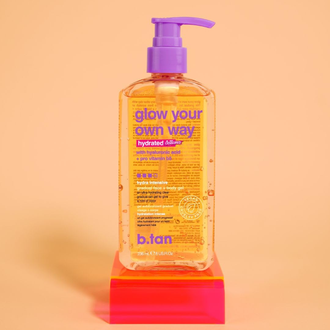 B.tan glow your own way hydrated - Gel autobronceador hidratante para rostro y cuerpo 236 mL / 8 Oz