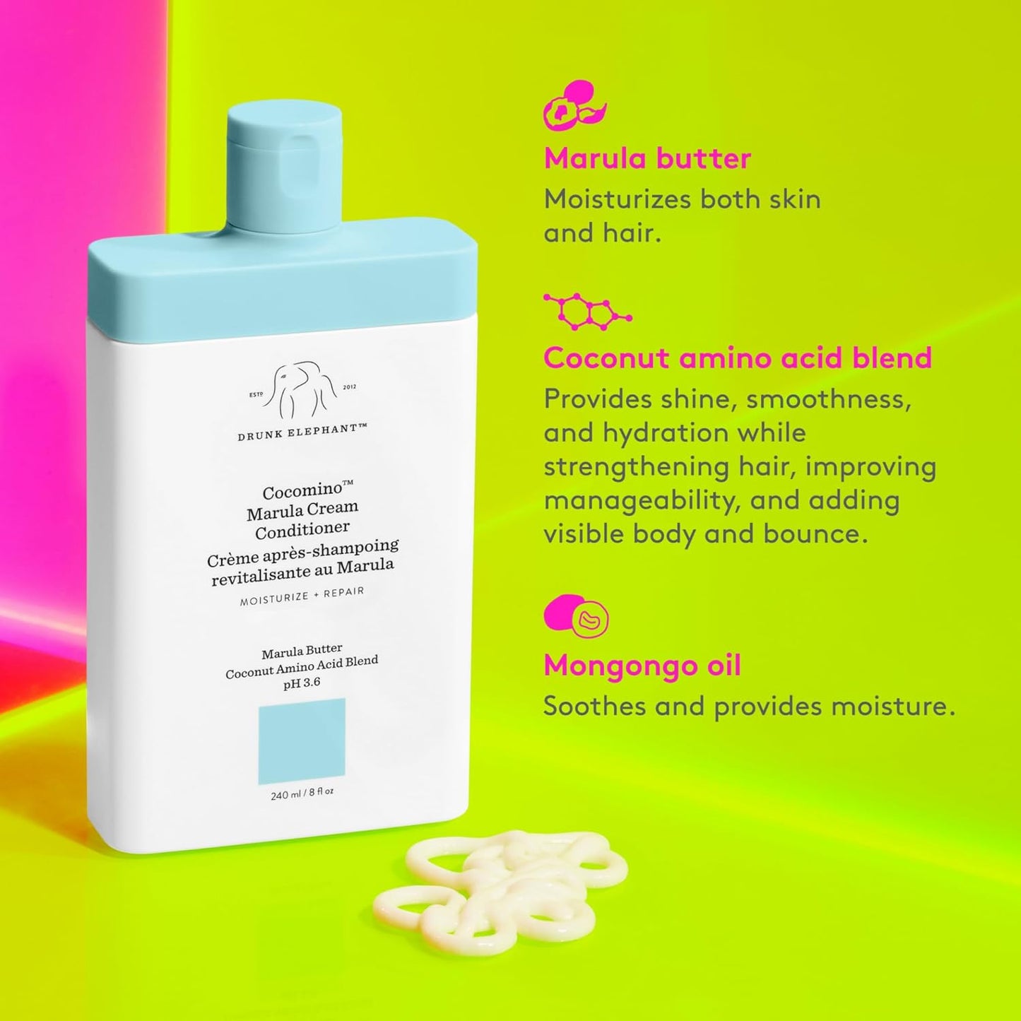 Condicionador Drunk Elephant de Creme de Coco e Marula 8 oz / 240 ml