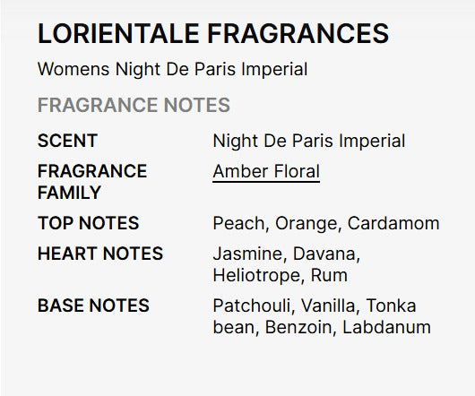 Night De Paris Imperial by L'orientale Fragrances (EDP) for Women 3.4 fl oz / 100 ml