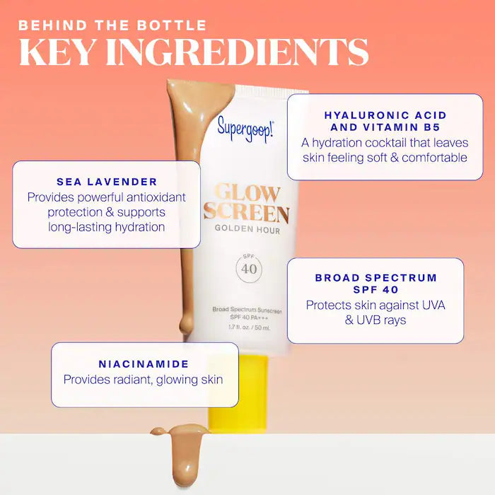 Supergoop! Glowscreen SPF 40 Sunscreen with Hyaluronic Acid + Niacinamide 1.7 oz / 50 mL