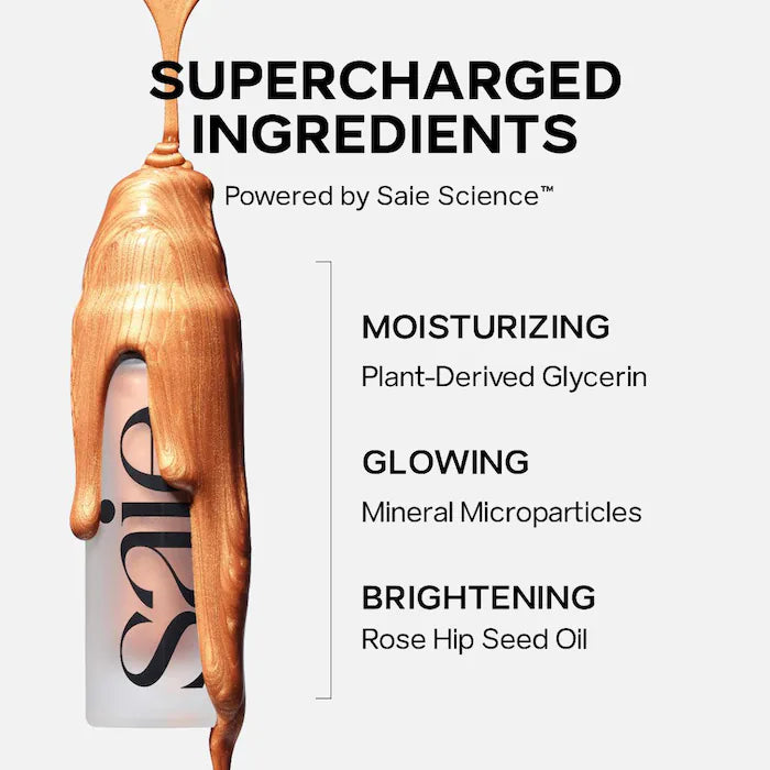 Mini Gel Super Luminoso Glowy Iluminador Multiusos Ligero y Radiante Sunglow de Saie 0.5 oz / 15 mL