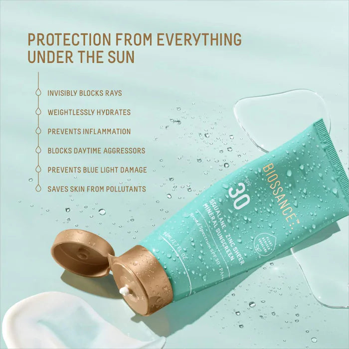 Biossance Protetor Solar Facial Hidratante Transparente FPS 30 1.6 oz/50 mL