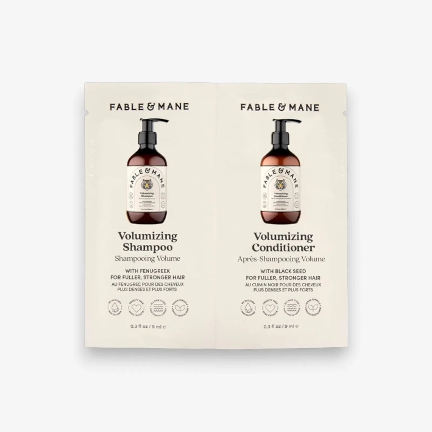 Fable & Mane Volumizing Shampoo & Conditioner Sample Packette 9ml