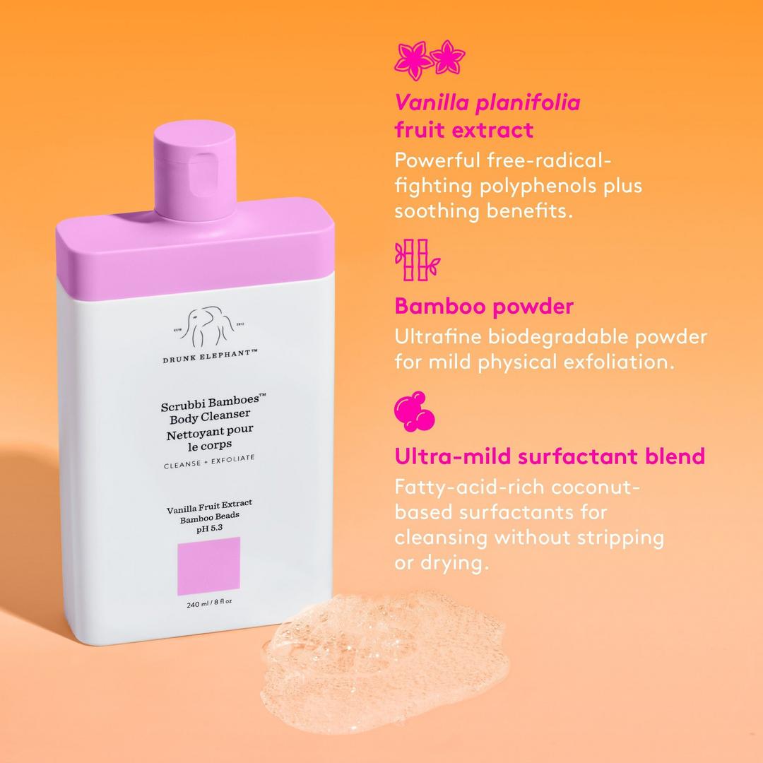 Limpiador Corporal Scrubbi Bamboes de Drunk Elephant, 240ml / 8 fl oz.