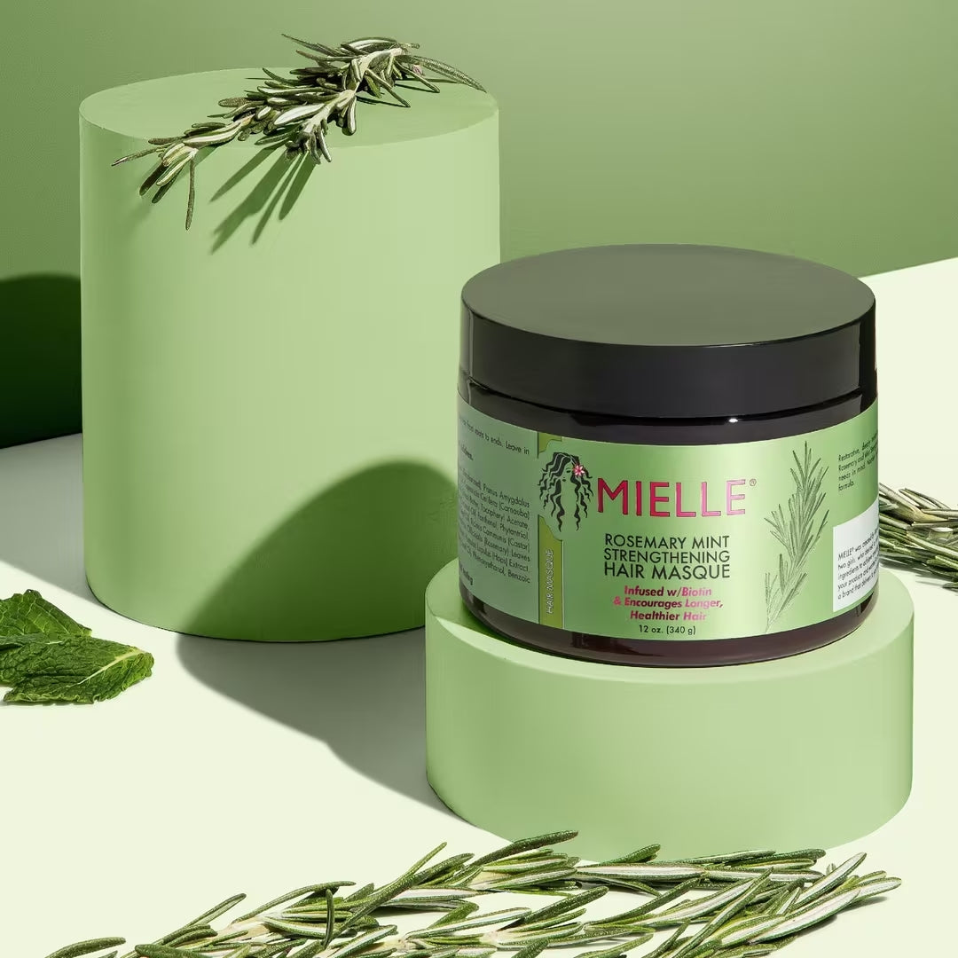 Máscara Fortalecedora para Cabelo de Alecrim e Hortelã da Mielle 12 oz / 340g