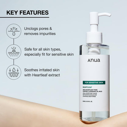 Aceite Limpiador Control de Poros con Heartleaf y Vitamina E de Anua