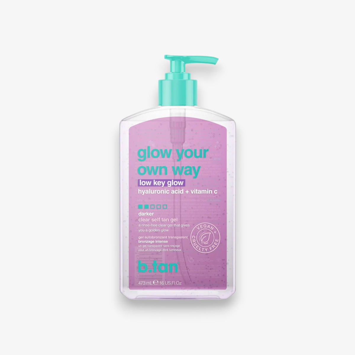 tan Glow Your Own Way ow key glow darker Gel Autobronzeador Transparente para um Brilho Mais Escuro 16 Oz / 473 mL