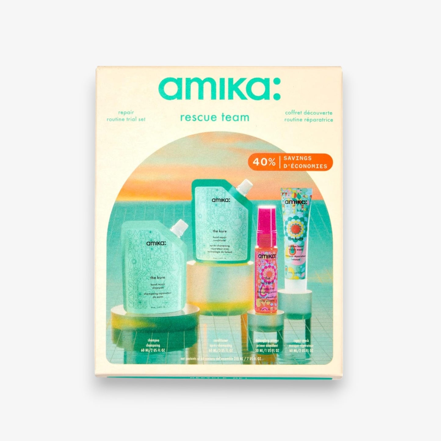 Kit de Rutina Capilar Amika Rescue Team com Shampoo e Condicionador da Amika