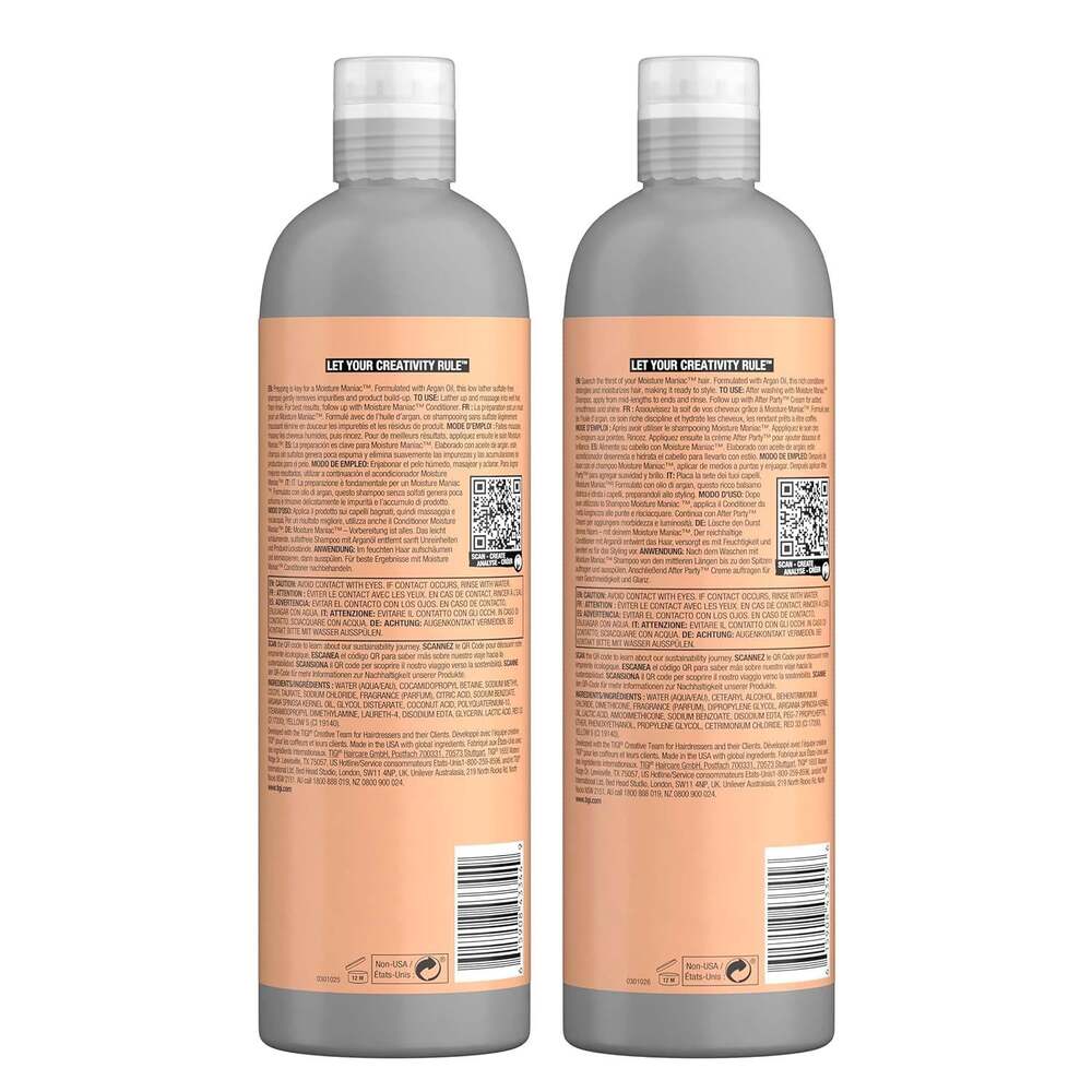 Tigi Moisture Maniac Shampoo and Conditioner Pack - 25.36 oz/750ml