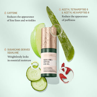 Gel Iluminador y Desinflamante para Ojos Biossance con Escualeno + Péptidos 15 ml