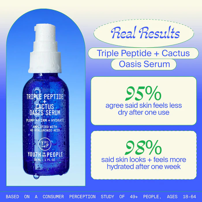 Sérum Hidratante y Reafirmante Triple Péptido Oasis con Ácido Hialurónico de Youth To The People 1 oz / 30 mL