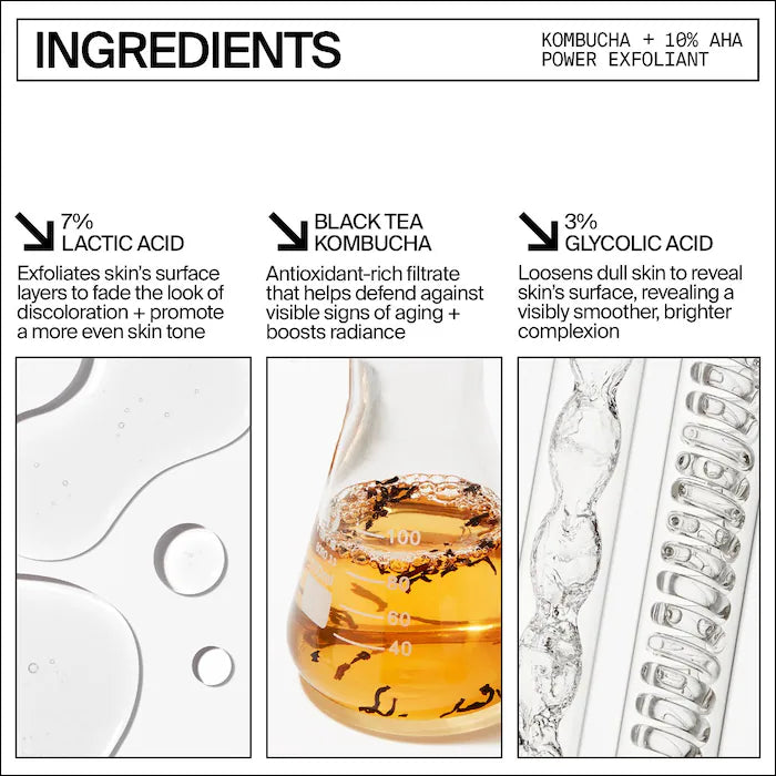 Youth To The People Kombucha + 10% AHA Liquid Exfoliant with Lactic Acid and Glycolic Acid 4 oz / 118 mL