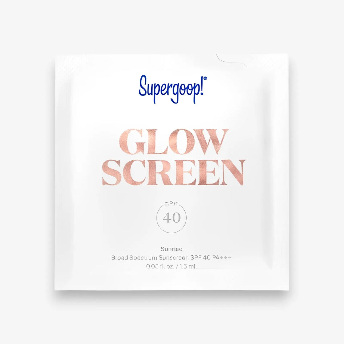 Muestra del Protector Solar de Amplio Espectro Glow Screen SPF 40 de Supergoop! 1.5 ml